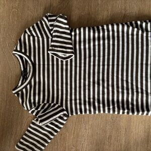 Massimo Dutti Brown and White Striped Knit Top